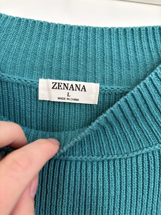 Zenana Oversized Tunic Crewneck Sweater Teal Women’s Large Easy Street Tunic - Picture 2 of 6